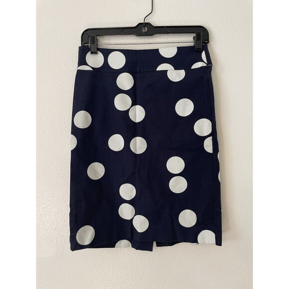 Banana Republic Skirt Women 4 Navy Blue Polkadot Preppy Mini Pencil Fairy - Picture 1 of 6